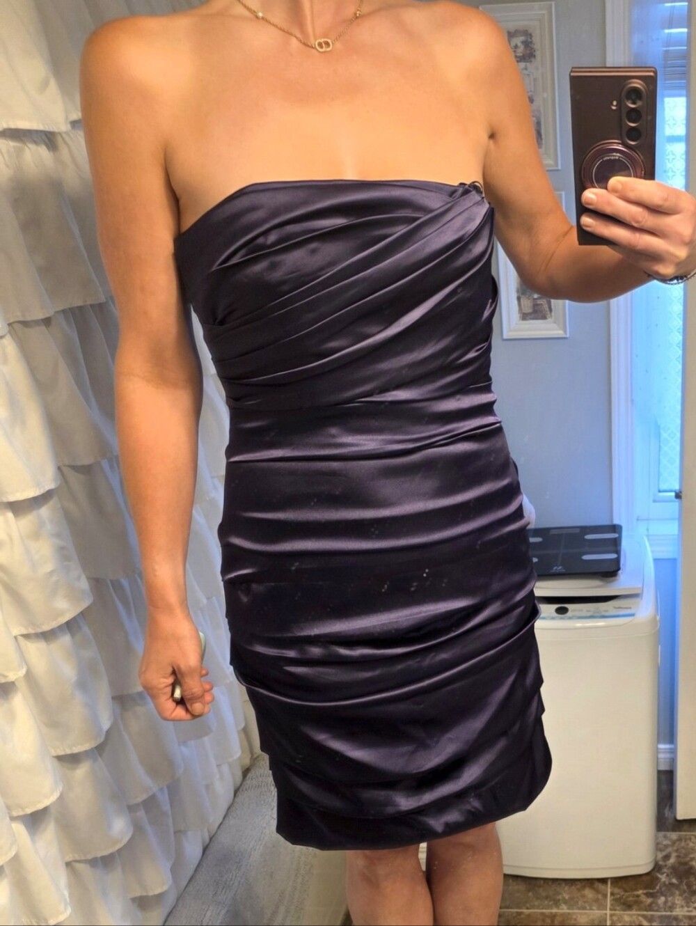 le chateau Strapless Ruched Evening Dress in Purple